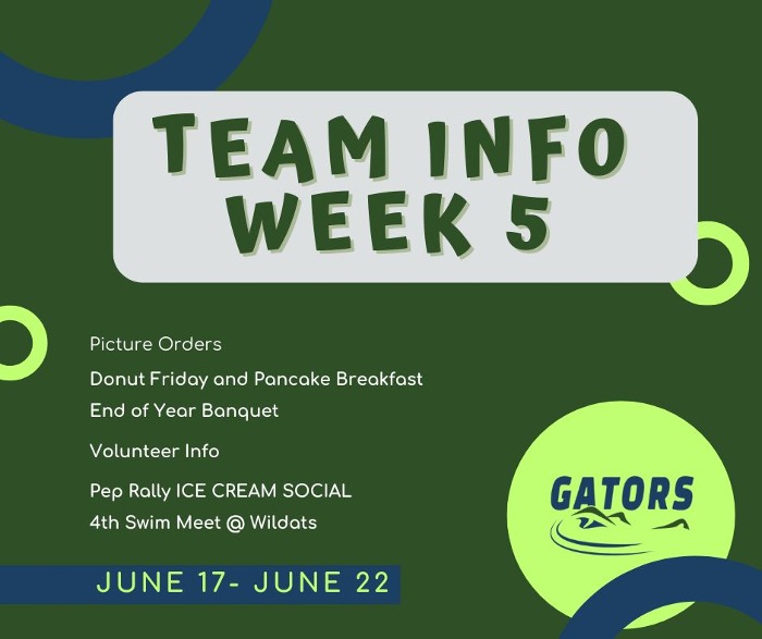 Week 5 Gators Swim Team News June17-22